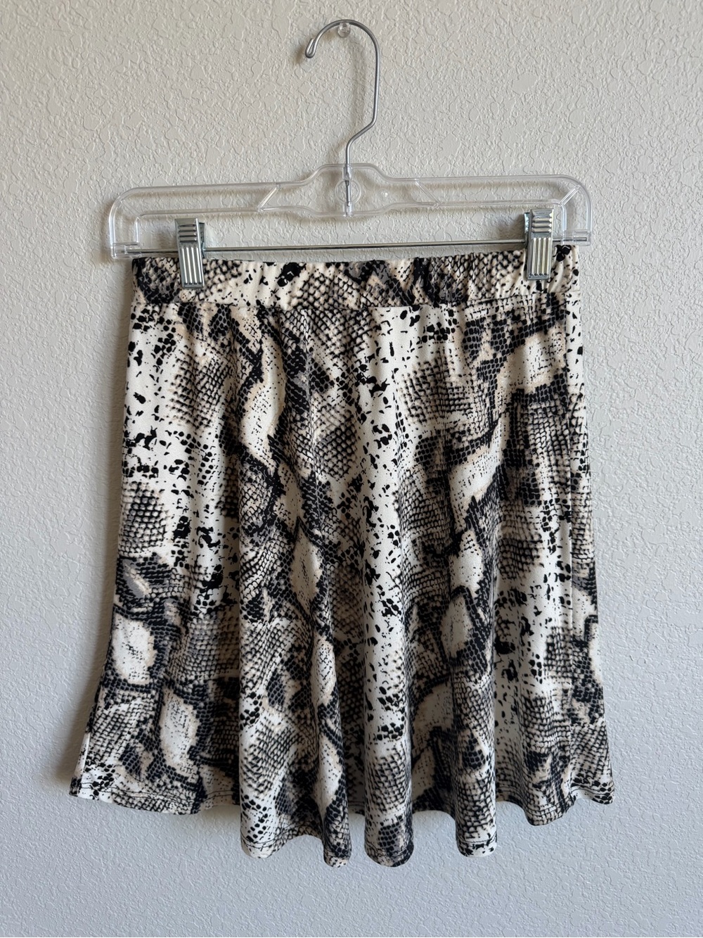 French Grey Black & White Snake-Print Skater Skirt